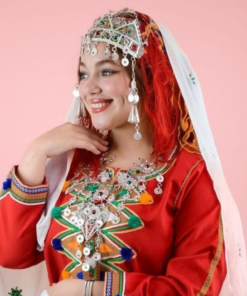 TAOUNZA Berber Amazigh Belong Headdress Silver, enamel, and glass beads