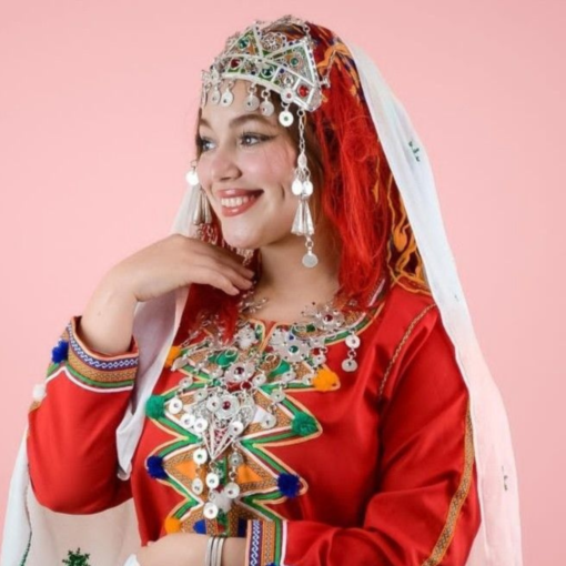 TAOUNZA Berber Amazigh Belong Headdress Silver, enamel, and glass beads