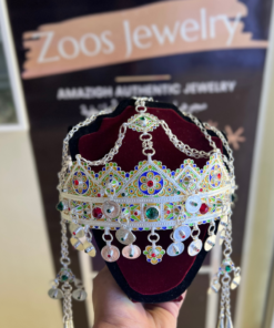 TAOUNZA Berber Amazigh Belong Headdress Silver, enamel, and glass beads