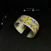 Berber Enameled bracelet blue yellow green in 925 silver, Amazigh bracelet in handcrafted filigree silver, handmade bracelet in Tiznit