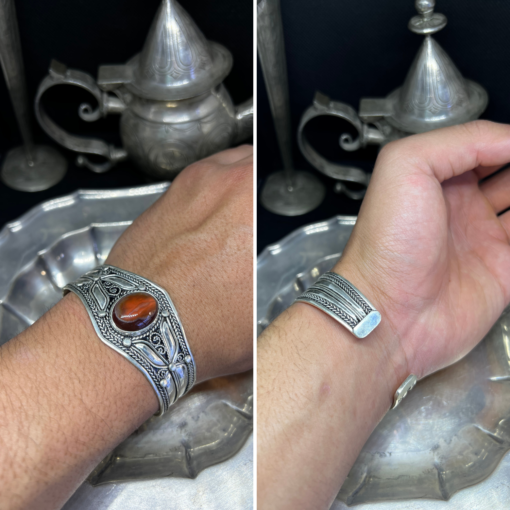 Rare Handmade bohemian bracelet Moroccan amazigh Silver Filigree Cuff