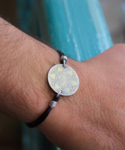 Discover Moroccan Heritage with the Abdulaziz Moroccan Coin 1321 Bracelet - A Timeless Men's Silver Accessory