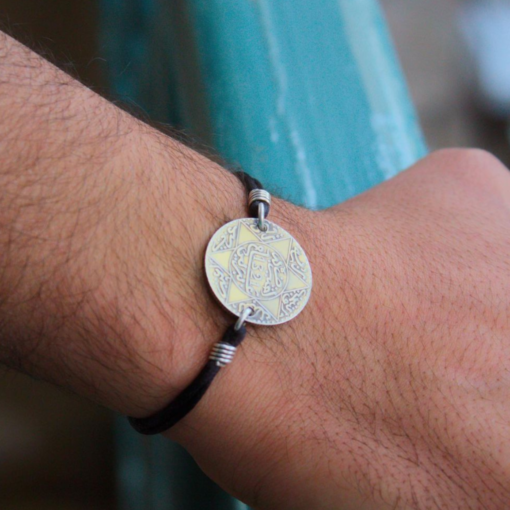 Discover Moroccan Heritage with the Abdulaziz Moroccan Coin 1321 Bracelet - A Timeless Men's Silver Accessory