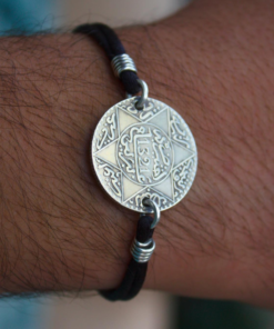 Discover Moroccan Heritage with the Abdulaziz Moroccan Coin 1321 Bracelet - A Timeless Men's Silver Accessory