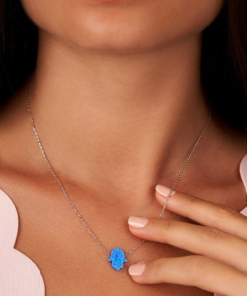 Discover Serenity with our Blue Hamsa Necklace | Buy Now for Spiritual Elegance