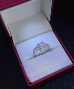 Silver Engagement Rings for Women - White Gold Rhodium & Zirconium