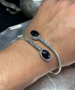 Bold Vikings Bracelet – Handmade Silver with Black Stone