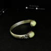 Striking Adjustable Mens Bracelet – Handmade Silver & Light Green Stone