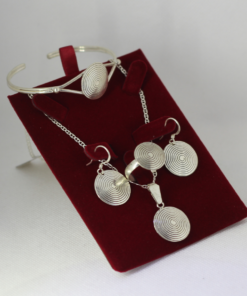 Elevate Your Style with Berber Silver Jewelry Of Morocco Set: Ring, Bracelet, Earrings, and Necklace with Silver Chain