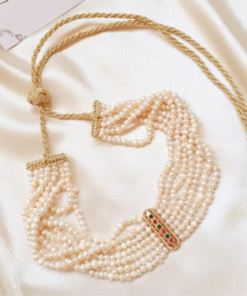Luxurious Bijoux Beldi Marocain – Silver Plated on Gold with Emerald or Pearls