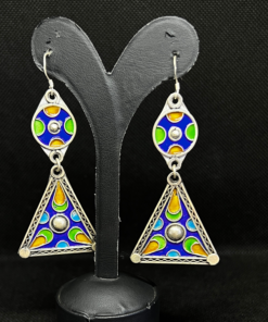 Enamel Hoop Earrings - Handmade Amazigh Silver from Tiznit (2025)
