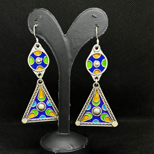 Enamel Hoop Earrings - Handmade Amazigh Silver from Tiznit (2025)