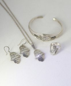 Hand Of Fatima Pendant & ring & bracelet & earrings | Unique Khamsa Set Hamsa Jewelry