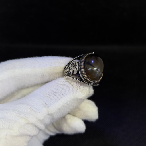 Mens Eagle Ring - Silver with Green Stone (2025)