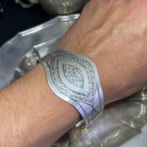 Exquisite Silver Adjustable Bangle Bracelet – Berber Treasure