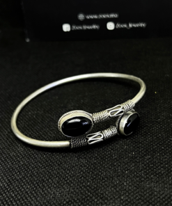 Bold Vikings Bracelet – Handmade Silver with Black Stone