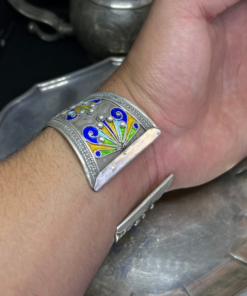 Stunning Silver Bracelet with Coral – Handmade Berber Beauty
