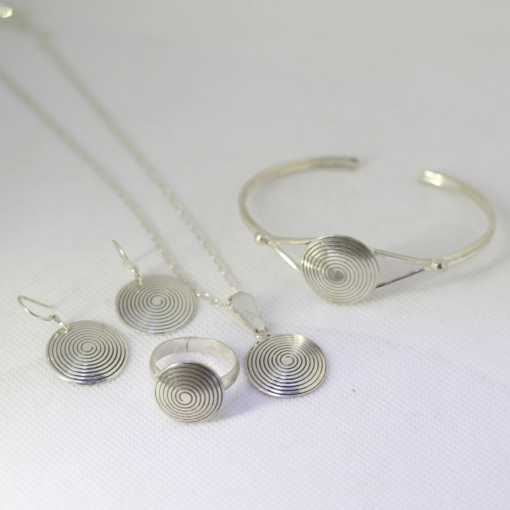 Elevate Your Style with Berber Silver Jewelry Of Morocco Set: Ring, Bracelet, Earrings, and Necklace with Silver Chain