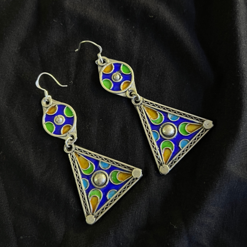 Enamel Hoop Earrings - Handmade Amazigh Silver from Tiznit (2025)