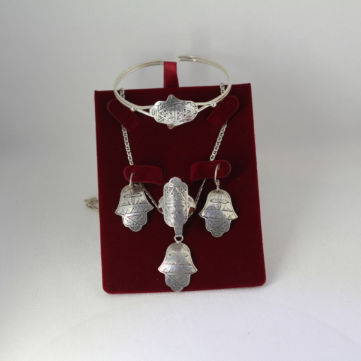 Hand Of Fatima Pendant & ring & bracelet & earrings | Unique Khamsa Set Hamsa Jewelry