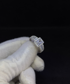 Silver Engagement Rings for Women - White Gold Rhodium & Zirconium
