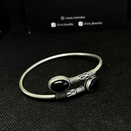 Bold Vikings Bracelet – Handmade Silver with Black Stone