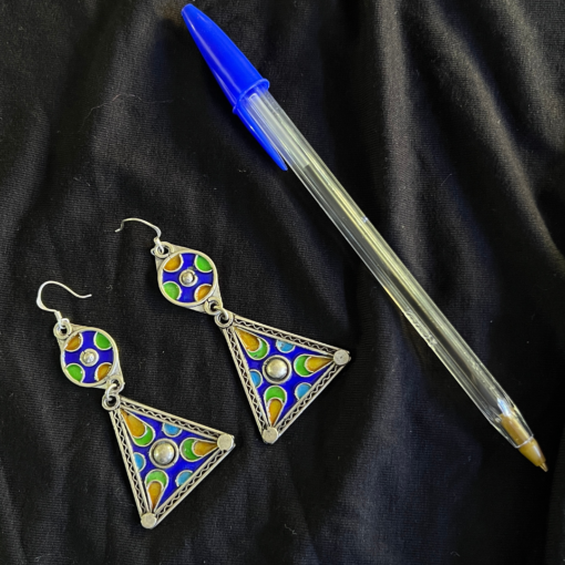 Enamel Hoop Earrings - Handmade Amazigh Silver from Tiznit (2025)