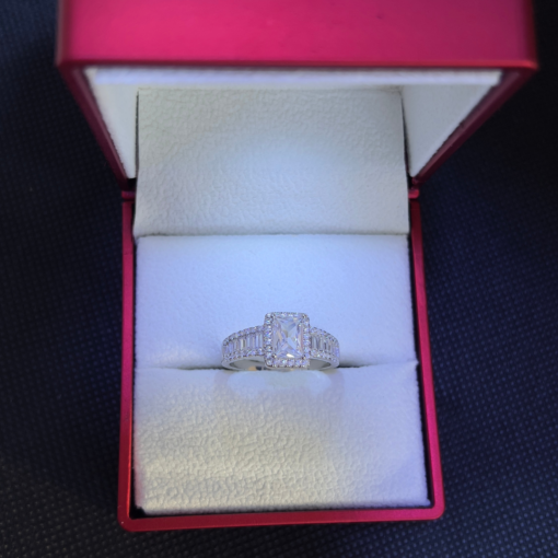 Silver Engagement Rings for Women - White Gold Rhodium & Zirconium