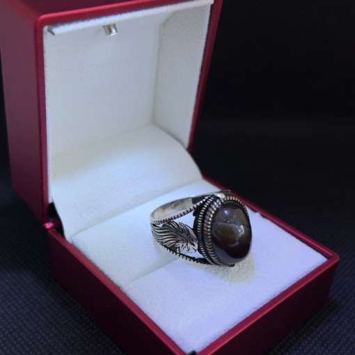 Mens Eagle Ring - Silver with Green Stone (2025)