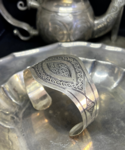 Exquisite Silver Adjustable Bangle Bracelet – Berber Treasure