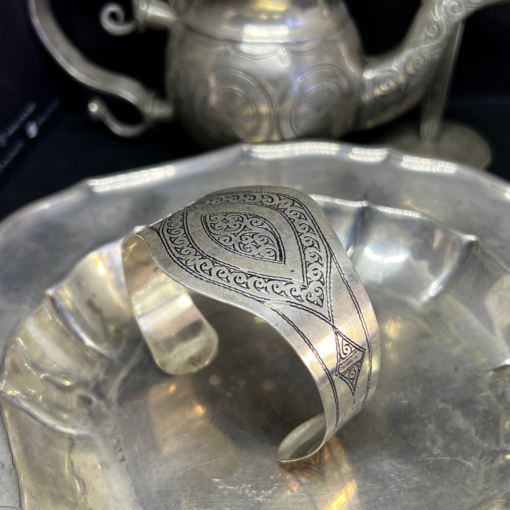 Exquisite Silver Adjustable Bangle Bracelet – Berber Treasure