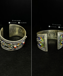 Stunning Silver Bracelet with Coral – Handmade Berber Beauty