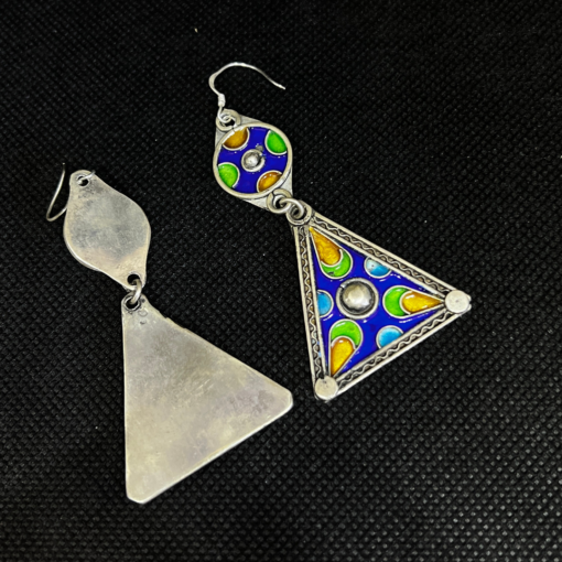 Enamel Hoop Earrings - Handmade Amazigh Silver from Tiznit (2025)