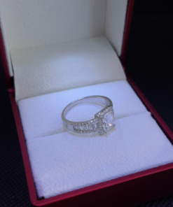 Silver Engagement Rings for Women - White Gold Rhodium & Zirconium