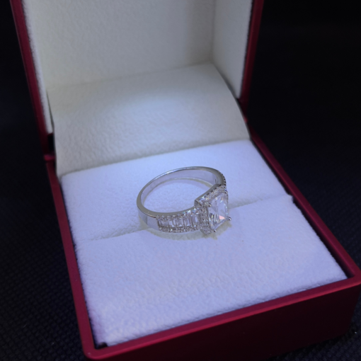 Silver Engagement Rings for Women - White Gold Rhodium & Zirconium