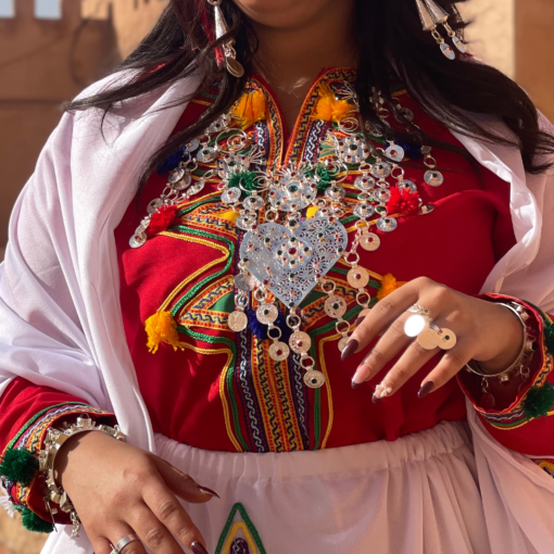 Amazigh Wedding Jewelry – Silver Berber Chest Accessories for Brides