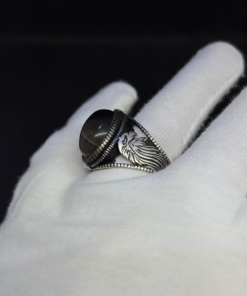 Mens Eagle Ring - Silver with Green Stone (2025)