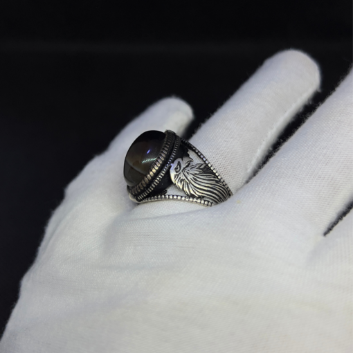 Mens Eagle Ring - Silver with Green Stone (2025)