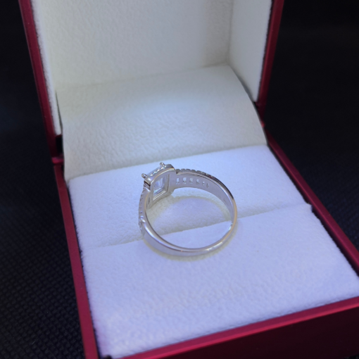 Silver Engagement Rings for Women - White Gold Rhodium & Zirconium
