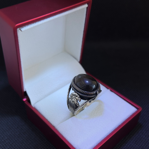 Mens Eagle Ring - Silver with Green Stone (2025)