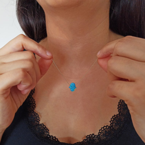 Discover Serenity with our Blue Hamsa Necklace | Buy Now for Spiritual Elegance