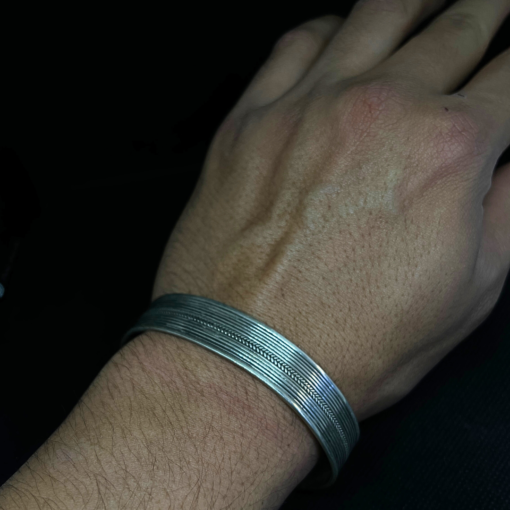 Premium Handmade Silver Adjustable Cuff Bracelet – Unisex Berber Jewelry