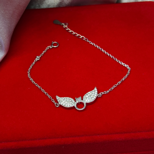 Celestial Silver Angel Wing Bracelet – 925 Silver & Zircon Sparkle