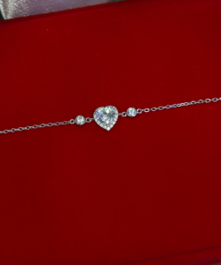 Luxury Silver Heart Bracelet – 925 Silver & Zircon Sparkle