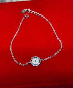 Dazzling Silver Evil Eye Bracelet – Protection & Elegance