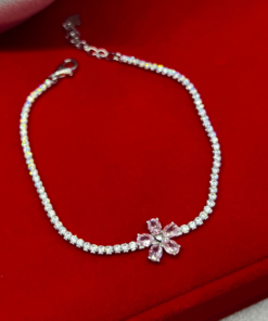 Elegant Tennis Bracelet – Silver 925 with Rose Accent
