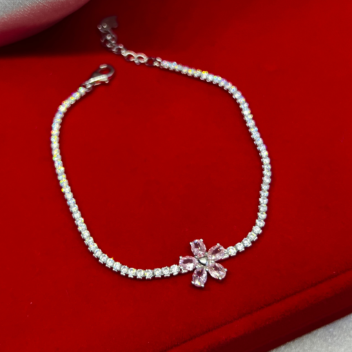 Elegant Tennis Bracelet – Silver 925 with Rose Accent