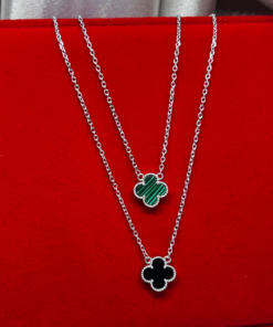 Luxury Silver Van Cleef Necklace - Elegant 925 Silver Alhambra Pendant