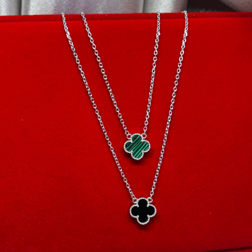Luxury Silver Van Cleef Necklace - Elegant 925 Silver Alhambra Pendant