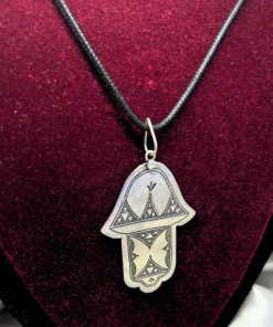Hamsa Hand of Fatima Necklace – Handmade Silver Berber Talisman for Protection
